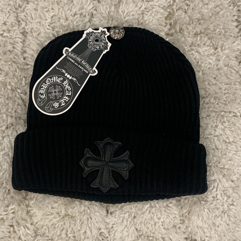 Chrome Hearts Black Cross Patch Beanie Hat